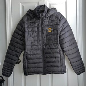 Clique Hudson Insulated Men’s Full-Zip Gray  Hooded Puffer Jacket with Logo